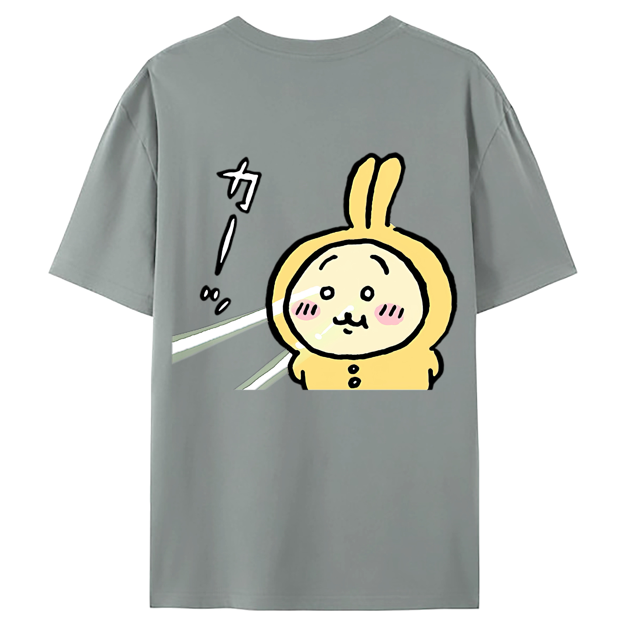 （画像用） ちいかわ うさぎ Chii-kawa usagi 綿100％ メンズ半袖Tシャツ（バックプリント） 通気性